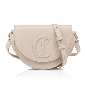 Christian Louboutin By My Side Saddle Shoulder Crossbody Bag Beige Leather Purse